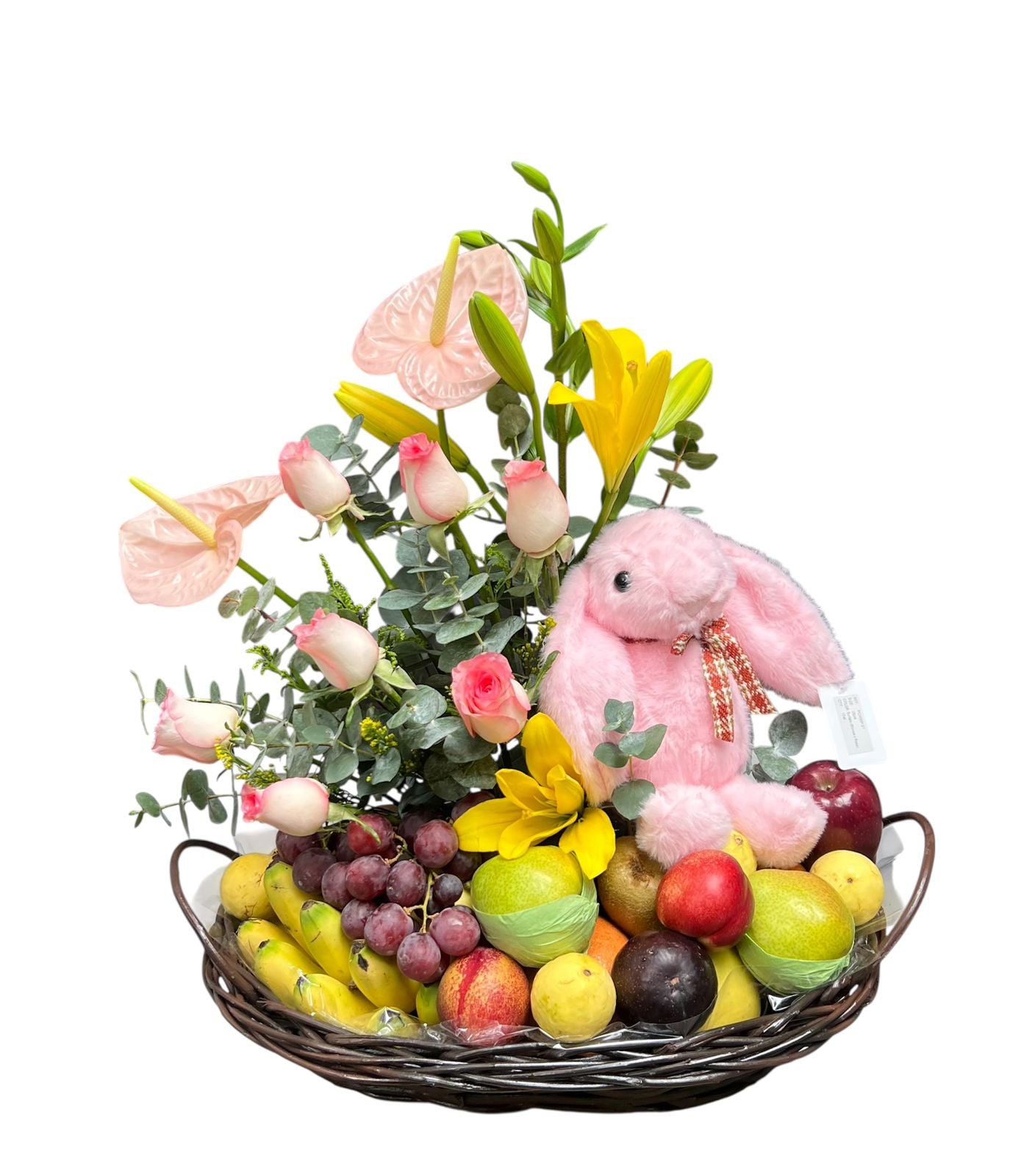 Canasta de fruta con peluche