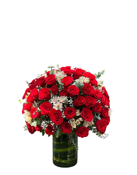 Florero de 100 rosas