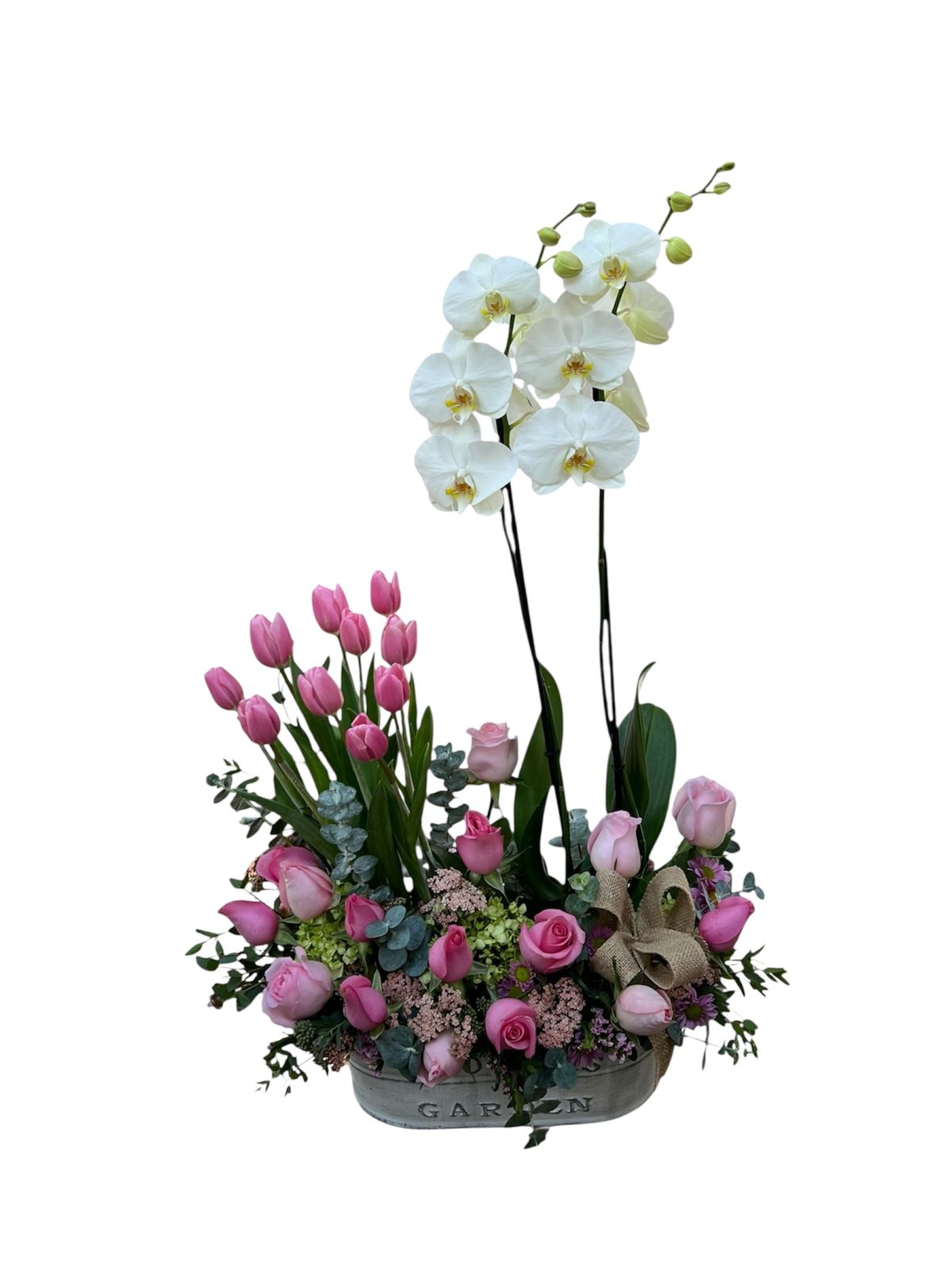 Arreglo floral de rosas con tulipanes  envio a domicilio